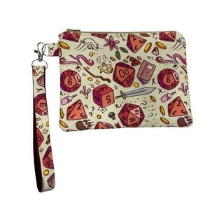 Gaming D&D Dice Novelty Wristlet with Pockets Handmade Brand New